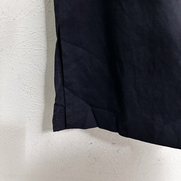 Theory Women’s Black High Slit Wide Leg Pants Linen Blend High Waist Pockets 6 - Picture 4 of 12